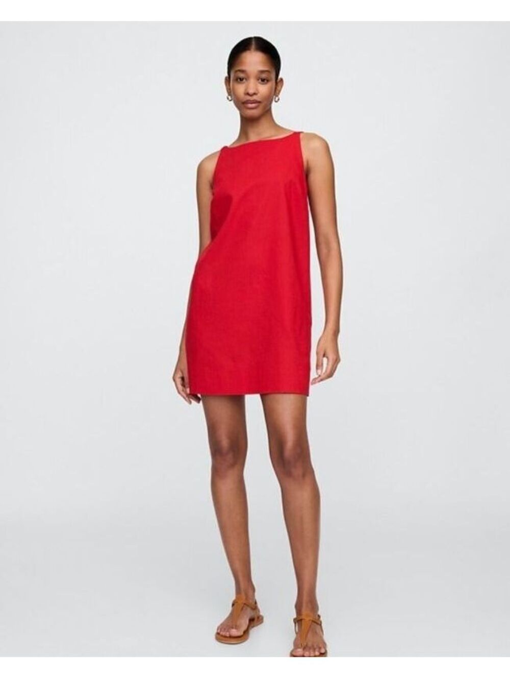 Gap Linen-Blend Apron Mini Dress Tomato Sauce red large